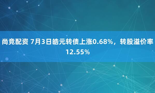 尚竞配资 7月3日皓元转债上涨0.68%，转股溢价率12.55%